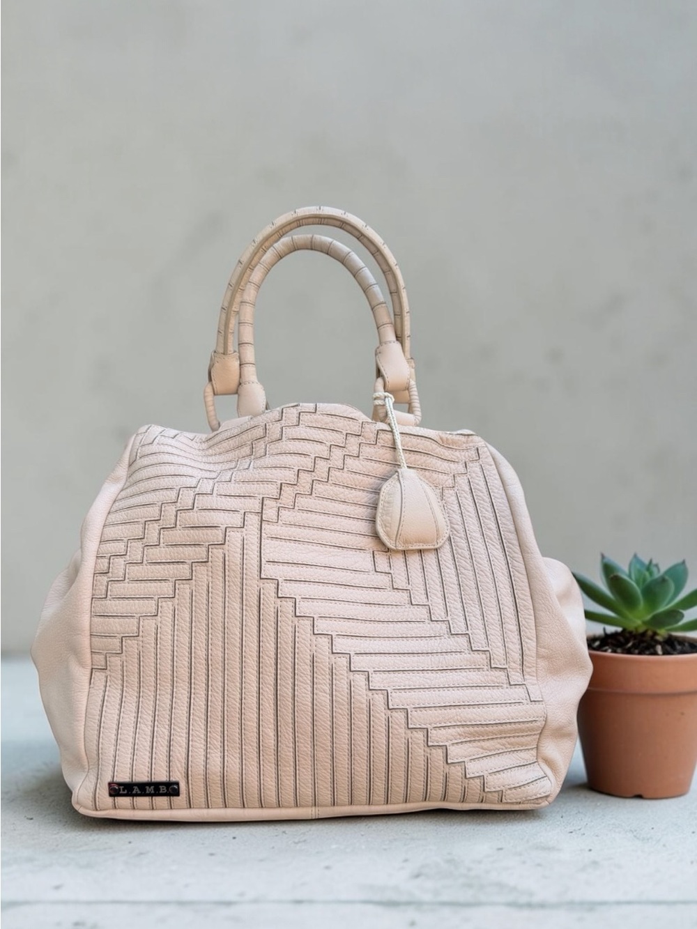 L.A.M.B. by Gwen Stefani Oversized Hobo Bag Nude Blush Leather EUC + Dust Bag